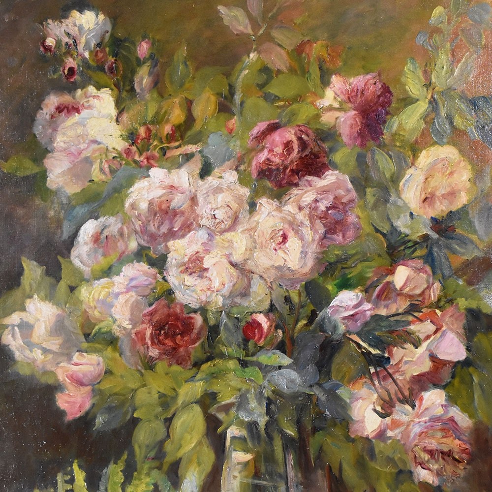 QF612 1 antique roses floral painting flower oil painting still life XIX.jpg